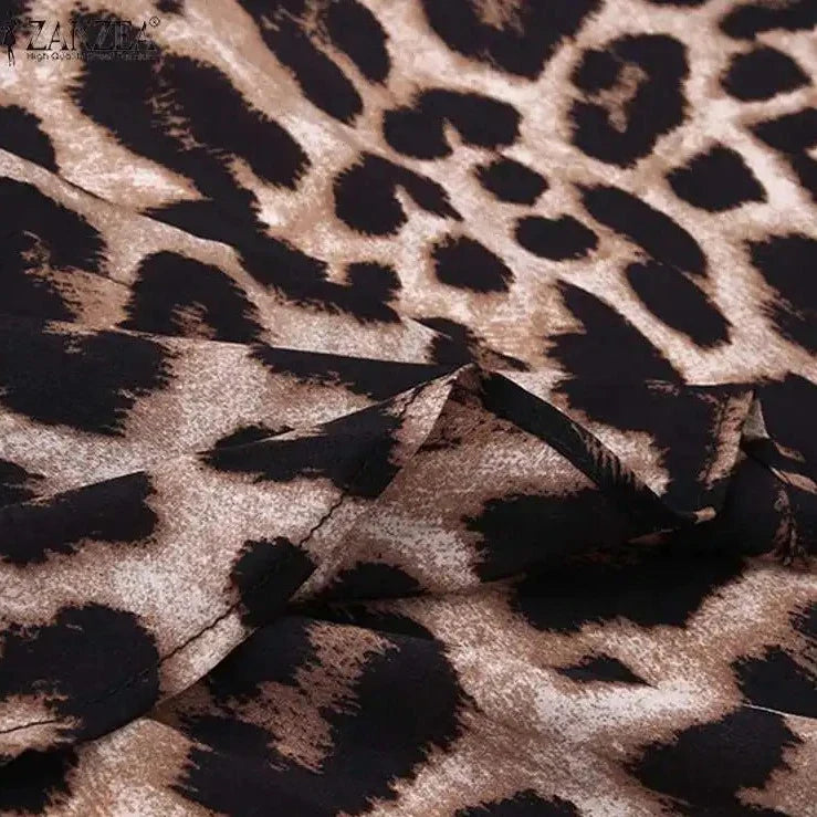 Vestido Longo de Botões Leopardo